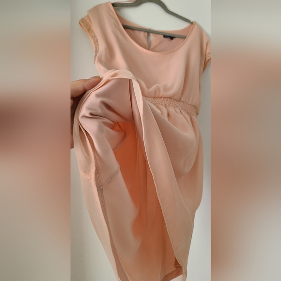 American Eagle Outfitters Pink Chiffon Fit  Flare Scoop Neckline Dress - Picture 2 of 4